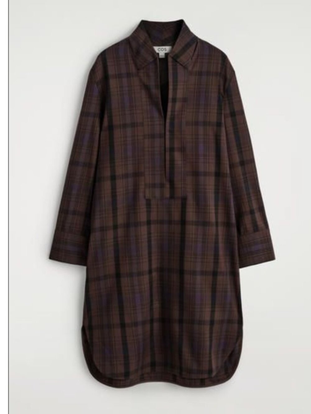 COS CHECKED WOOL-BLEND SHIRT DRESS
